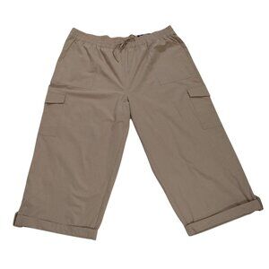 Jones New York Signature Womens Beige Capri Pants Size XL Cotton Casual Wear.